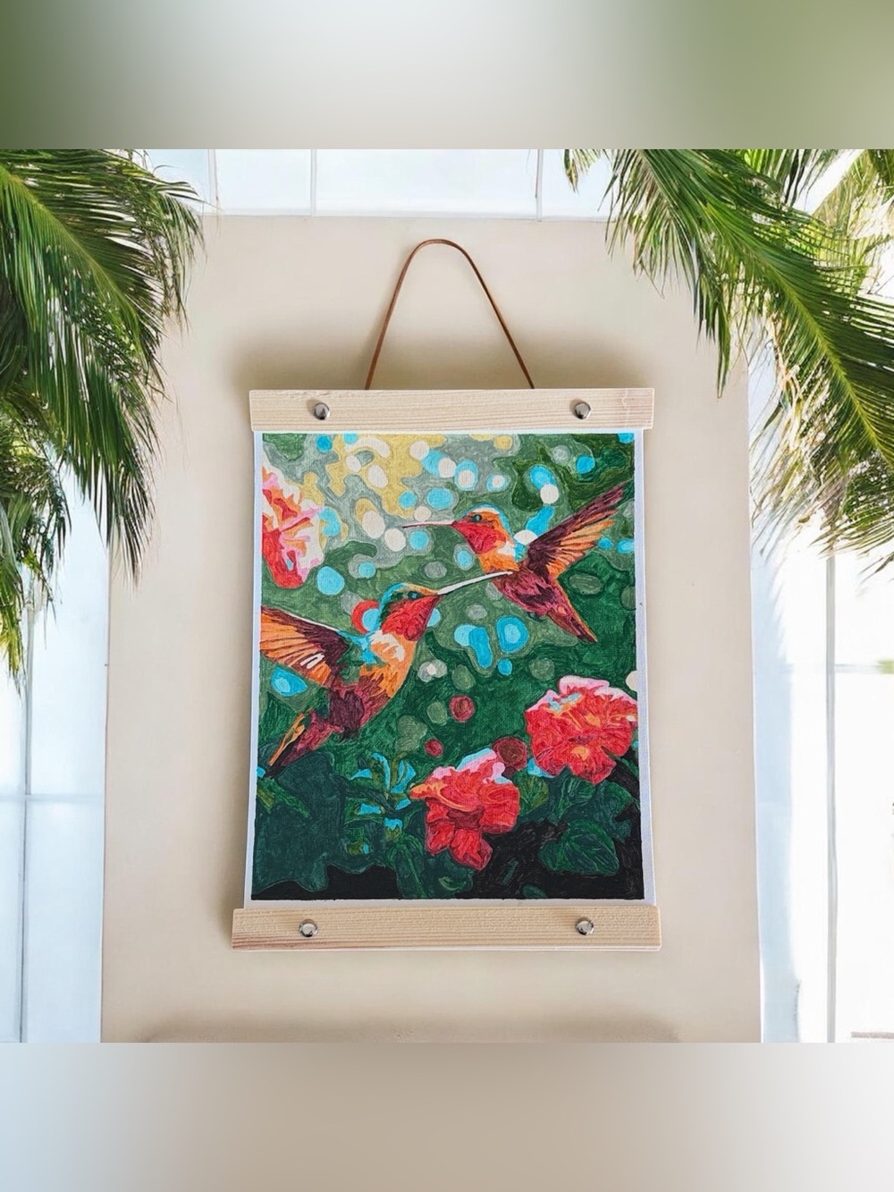 Colorful Hummingbird Painting 8”x 10”